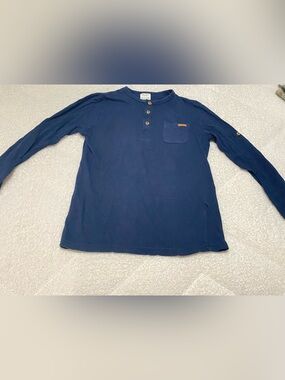 Zara Boys size 7 Navy Long Sleeve Henley with Chest Pocket